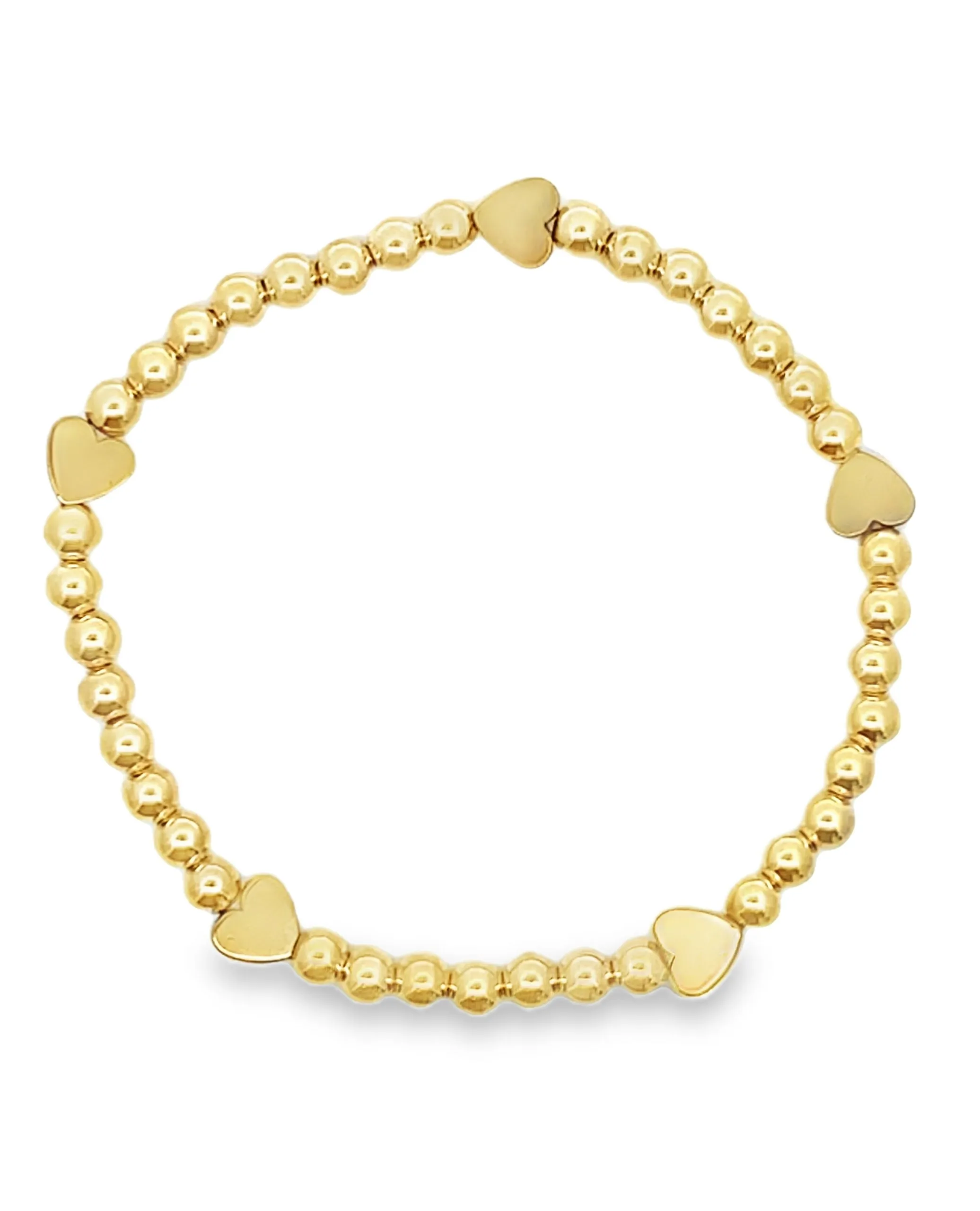 Gold Filled Stackable 4mm Ball Heart Bracelet