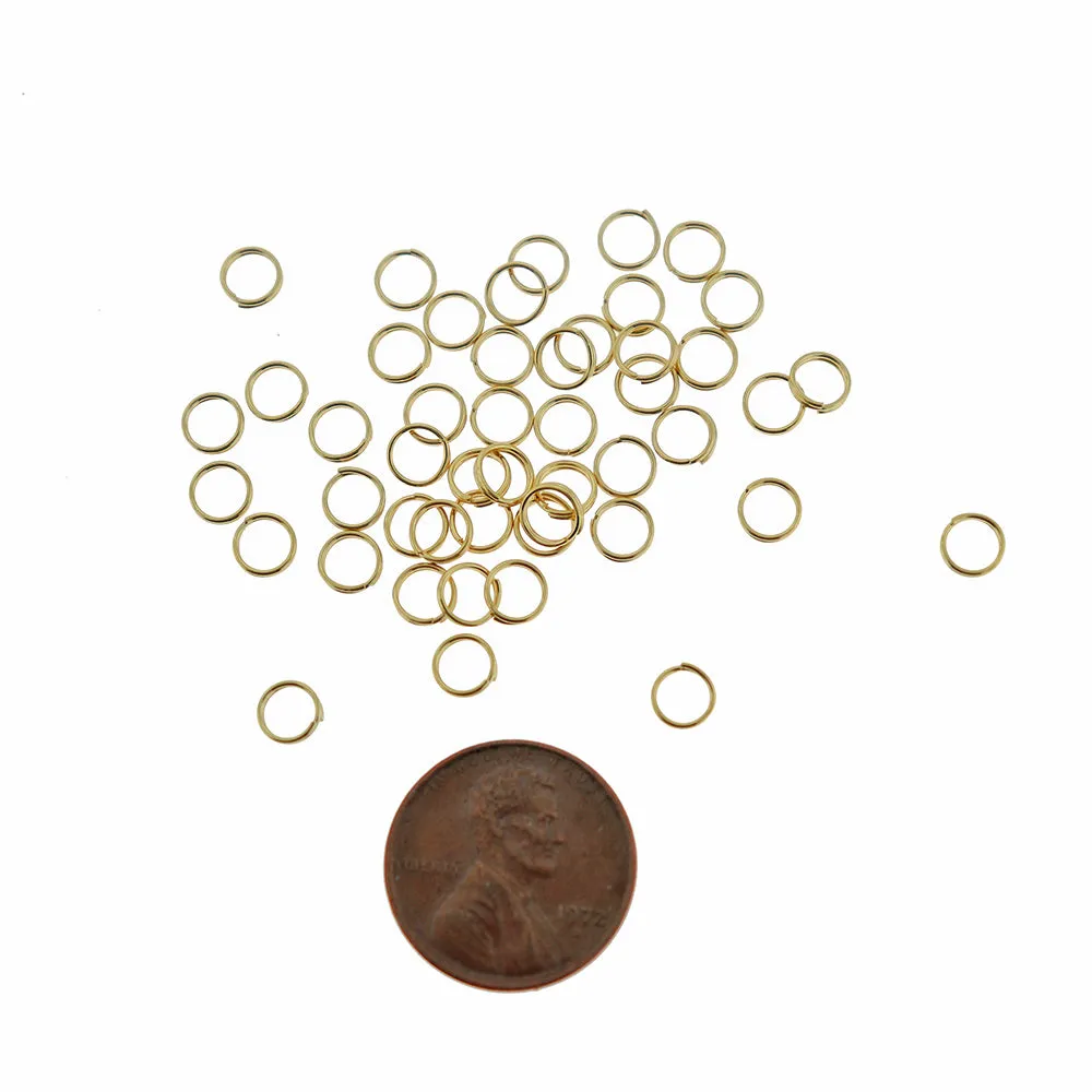 Gold Stainless Steel Split Rings 5mm x 1mm - Open 18 Gauge - 75 Rings - SS090