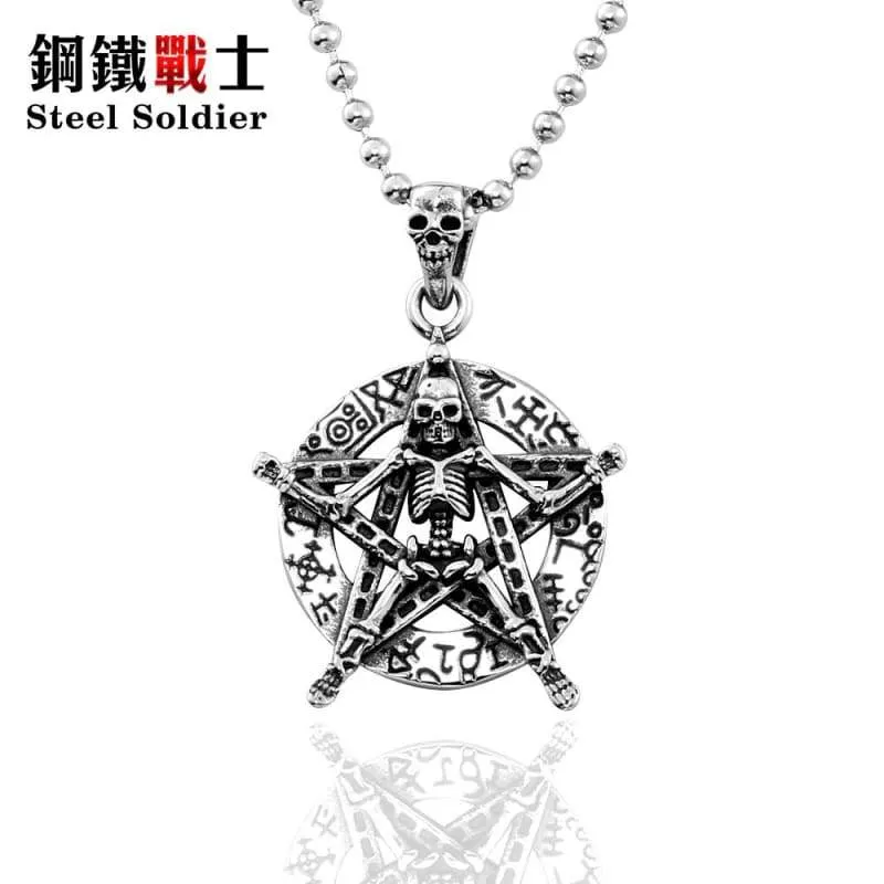good detail Stainless Steel skull pendant david of star skull Jewelry for men