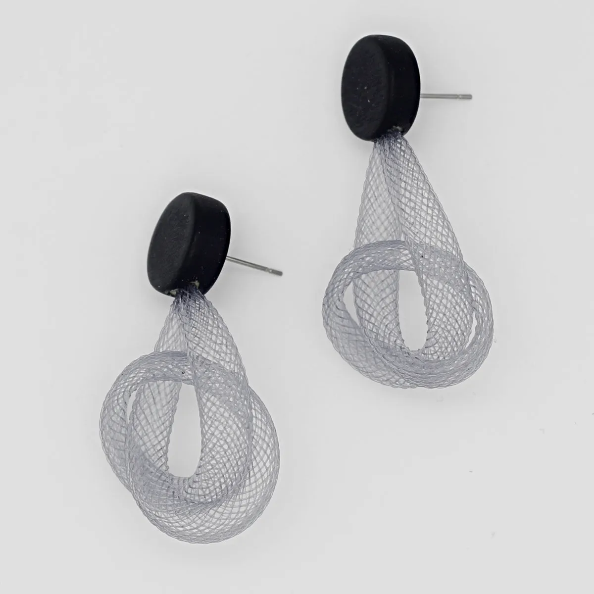 Gray Mesh Abstract Earrings