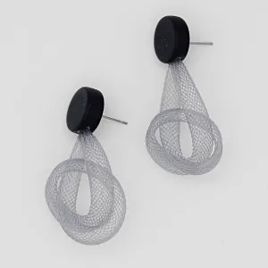 Gray Mesh Abstract Earrings