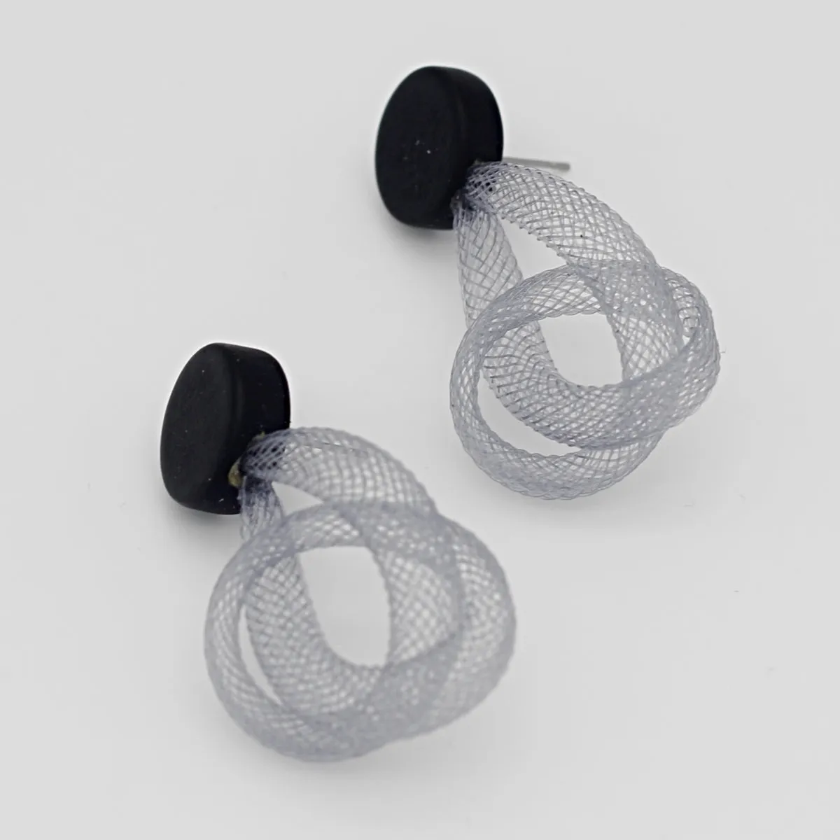 Gray Mesh Abstract Earrings