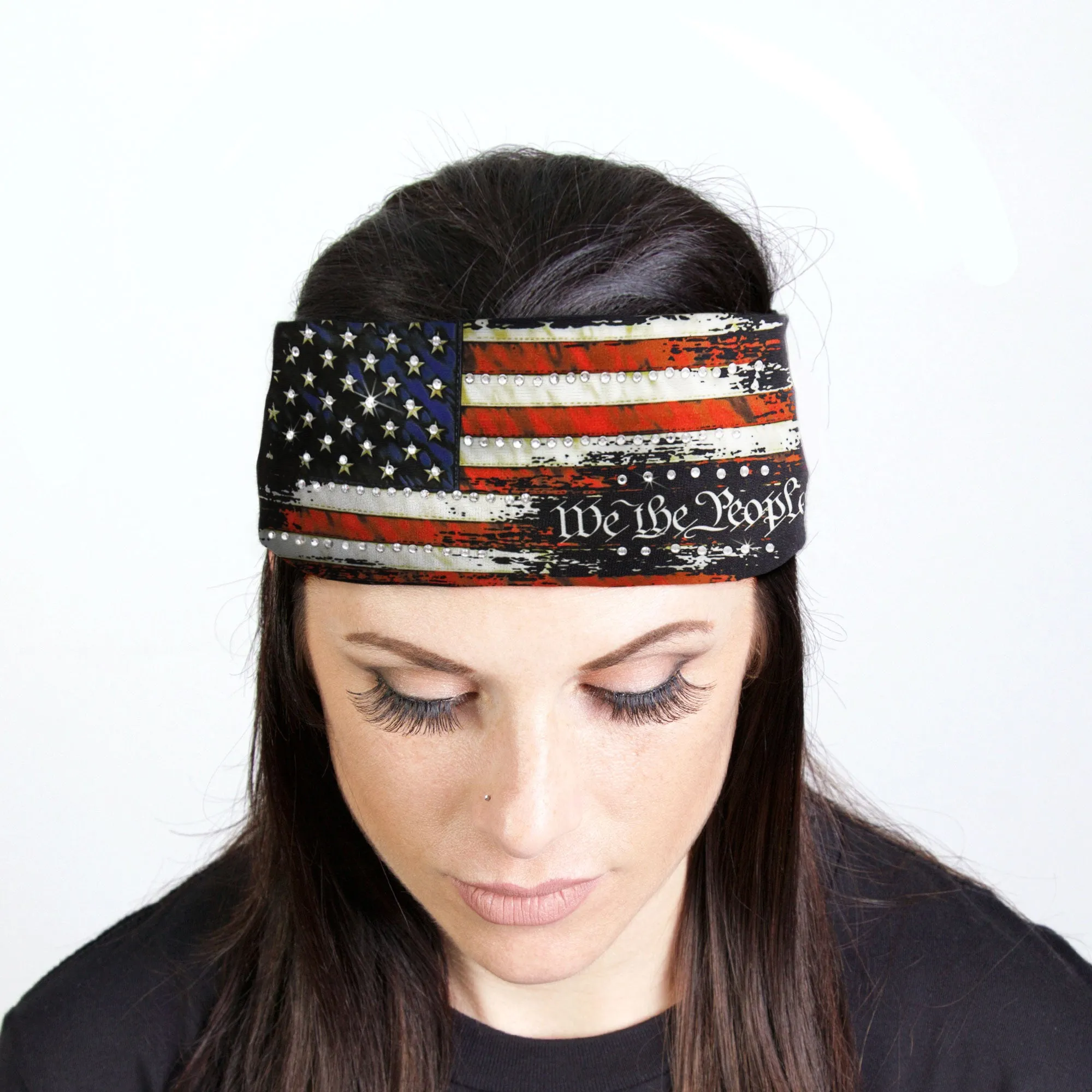 Hot Leathers Bling Bands We The People Rhinestone Crystal Headband Wraps RWC2049