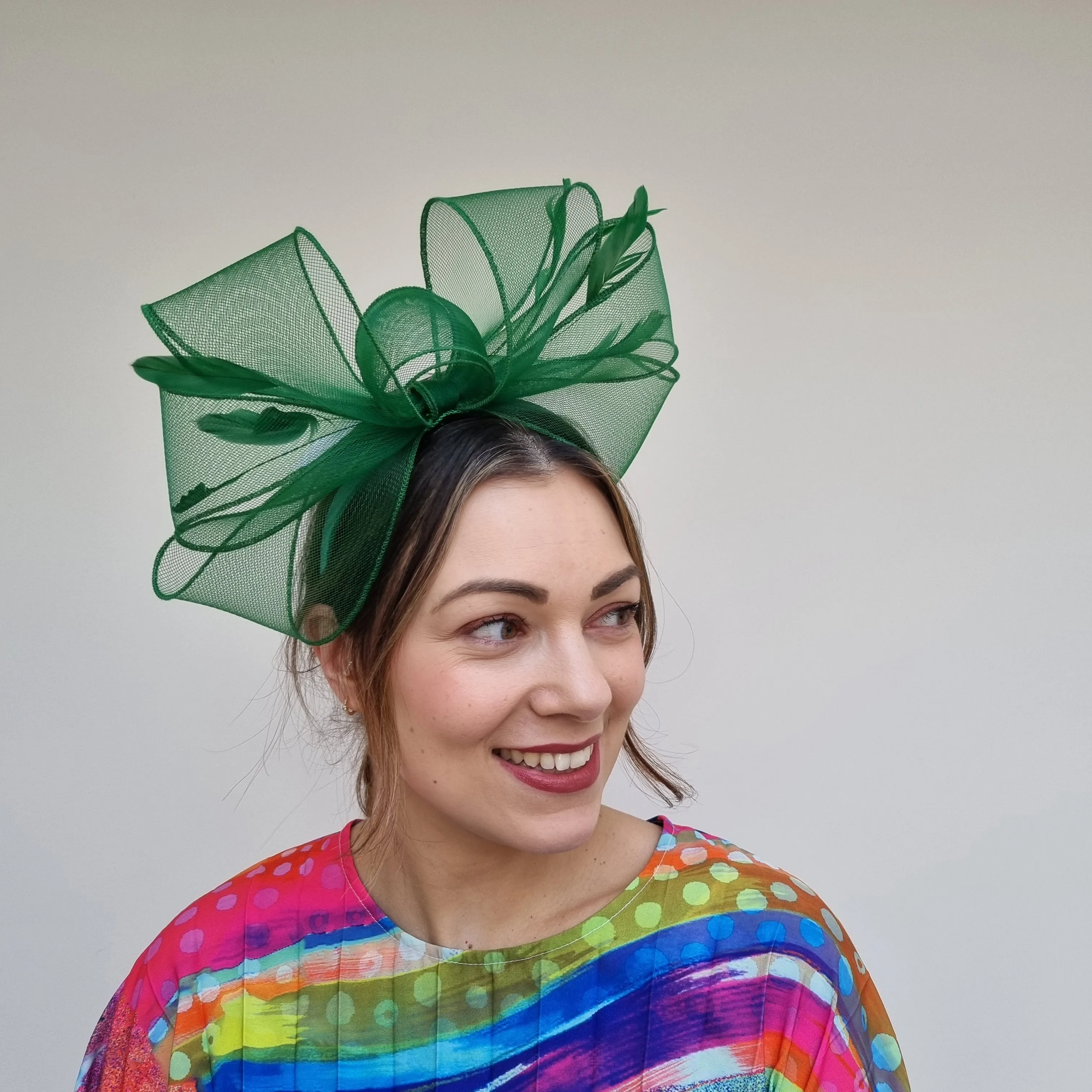 J Bees JB24/22 Crin Bow Fascinator In Greens