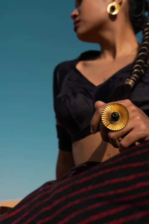 'Kabbish 'Bhavai-Full Kali Ring' Black Pottery, Terracotta, Rings'