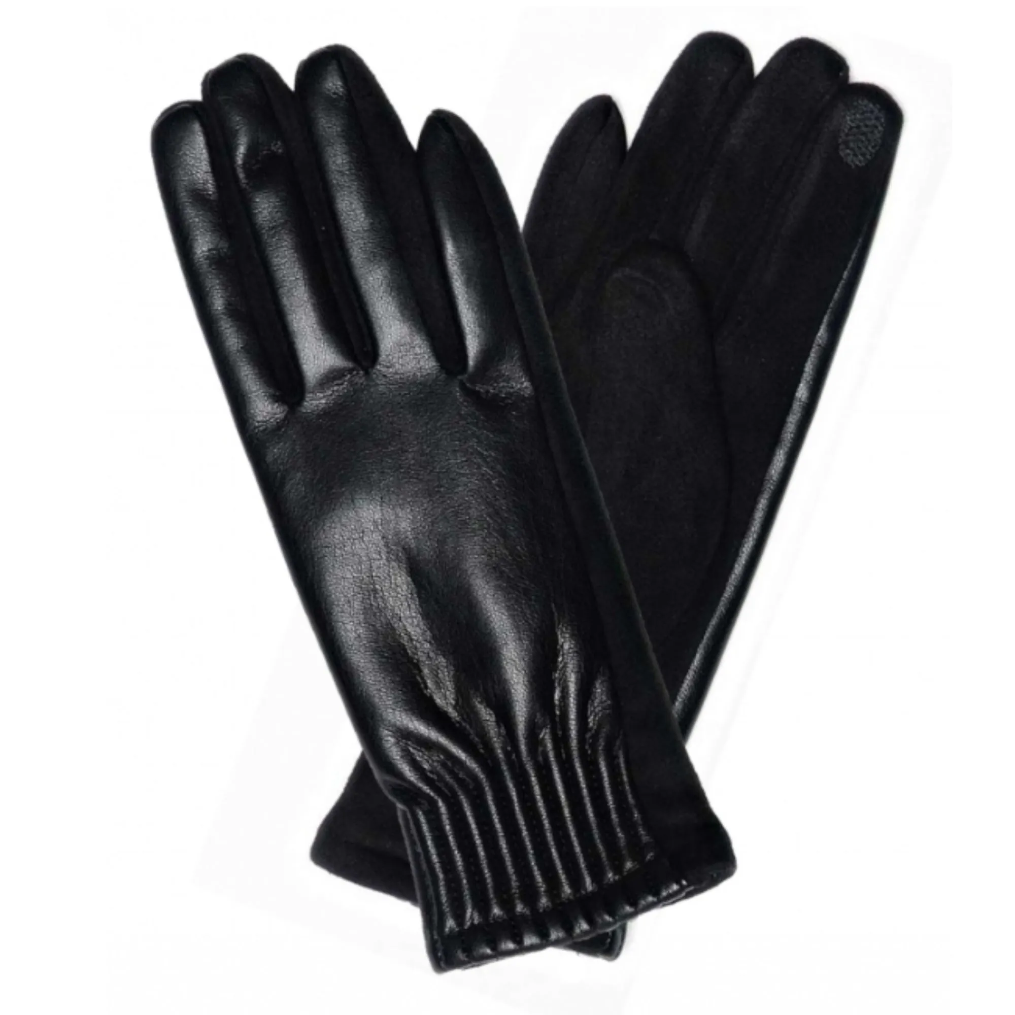 Le Luxe Collection Women's Faux Leather Cinched Wrist Touch Screen Gloves