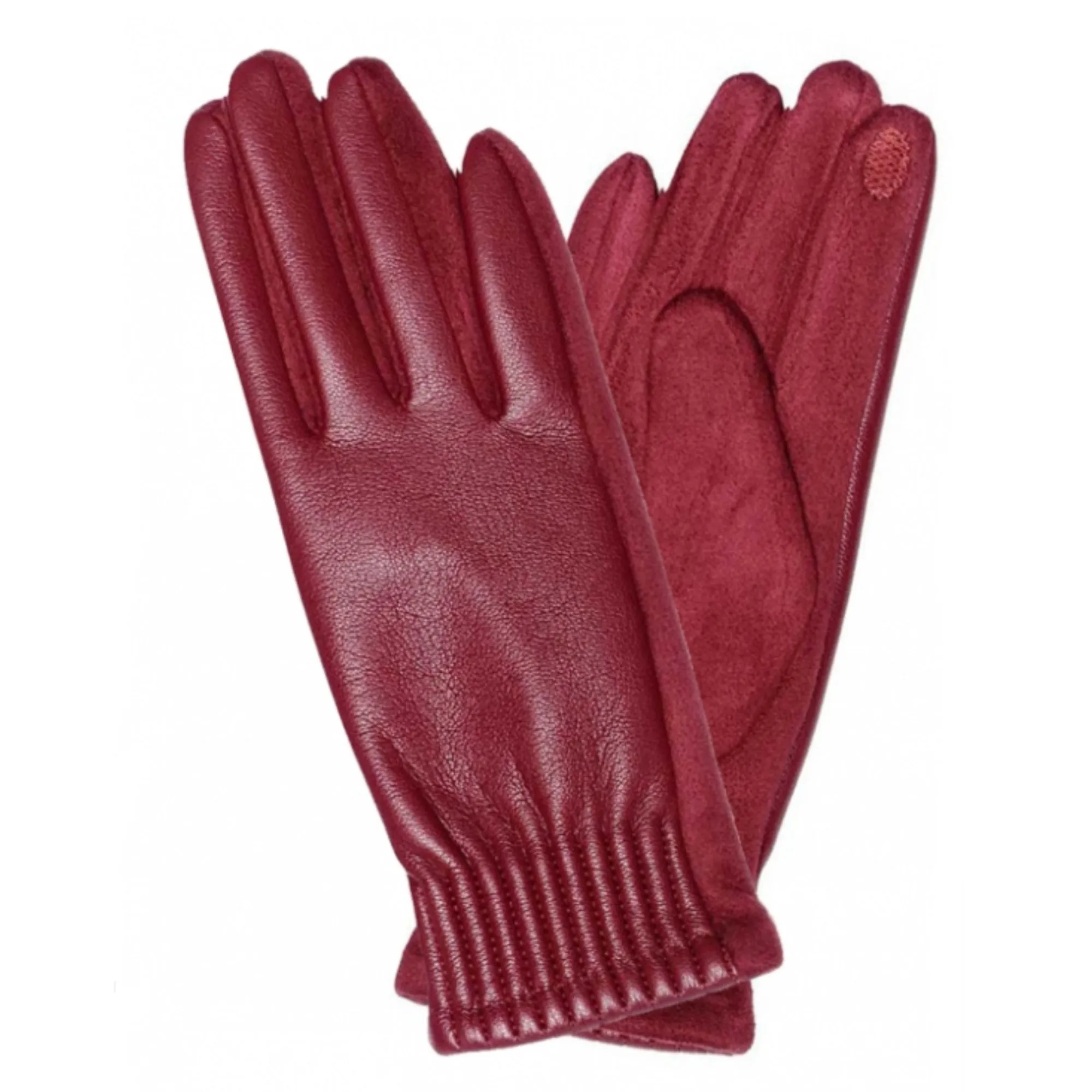 Le Luxe Collection Women's Faux Leather Cinched Wrist Touch Screen Gloves