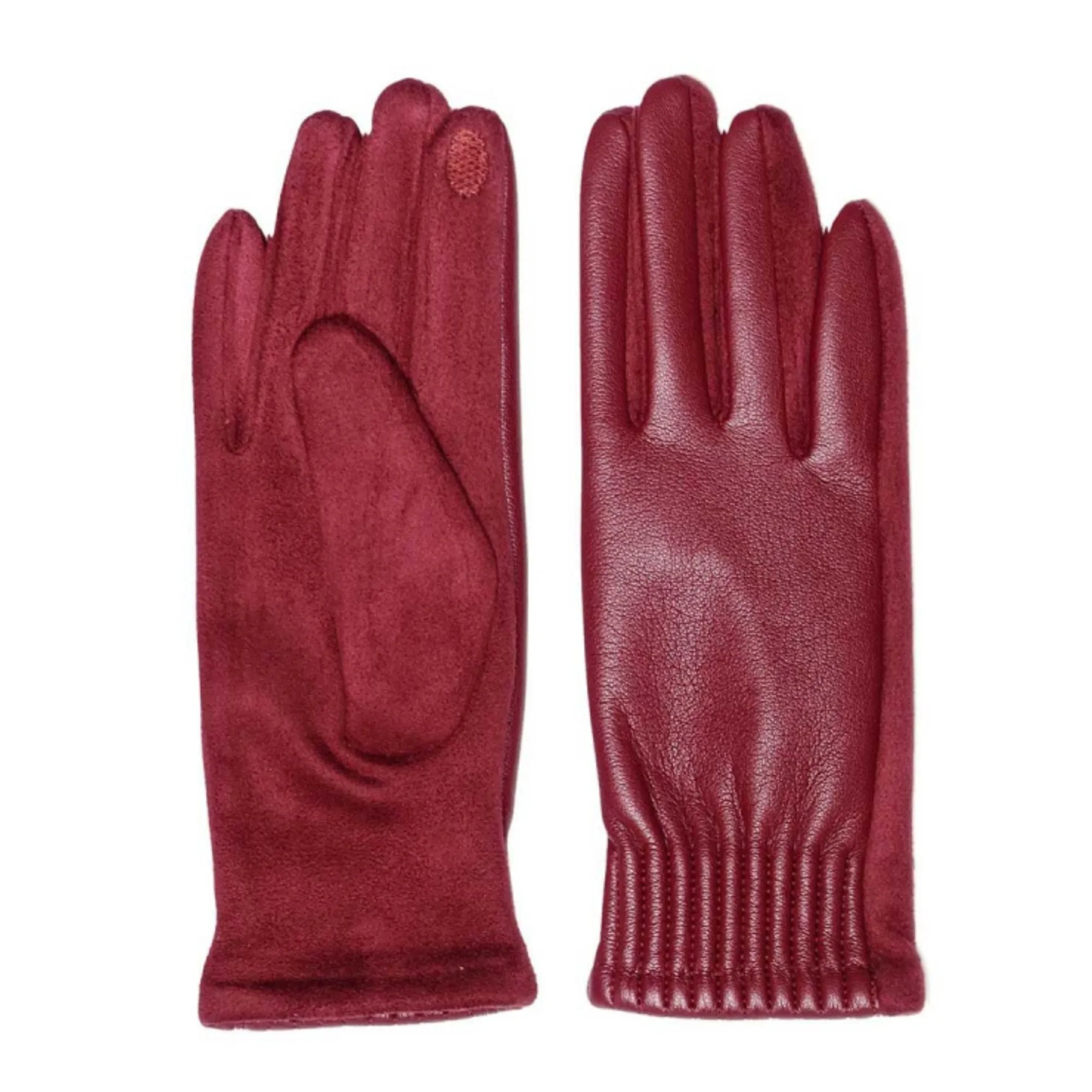 Le Luxe Collection Women's Faux Leather Cinched Wrist Touch Screen Gloves