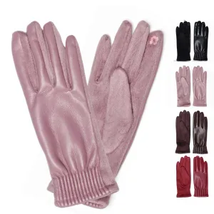 Le Luxe Collection Women's Faux Leather Cinched Wrist Touch Screen Gloves