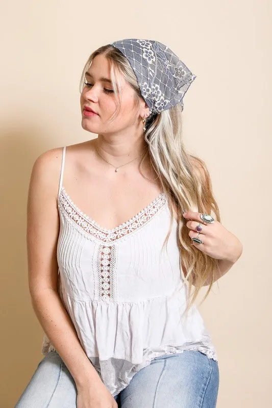 Leto Bohemian Floral Lace Headscarf