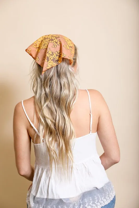 Leto Bohemian Floral Lace Headscarf