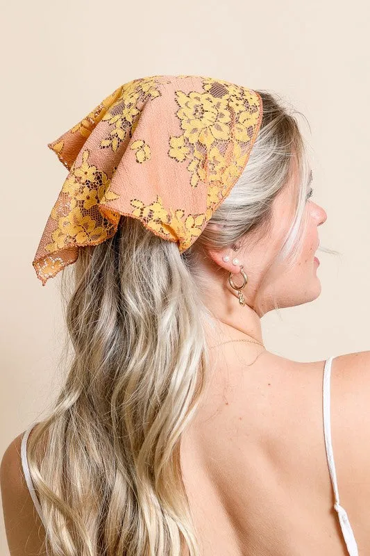 Leto Bohemian Floral Lace Headscarf