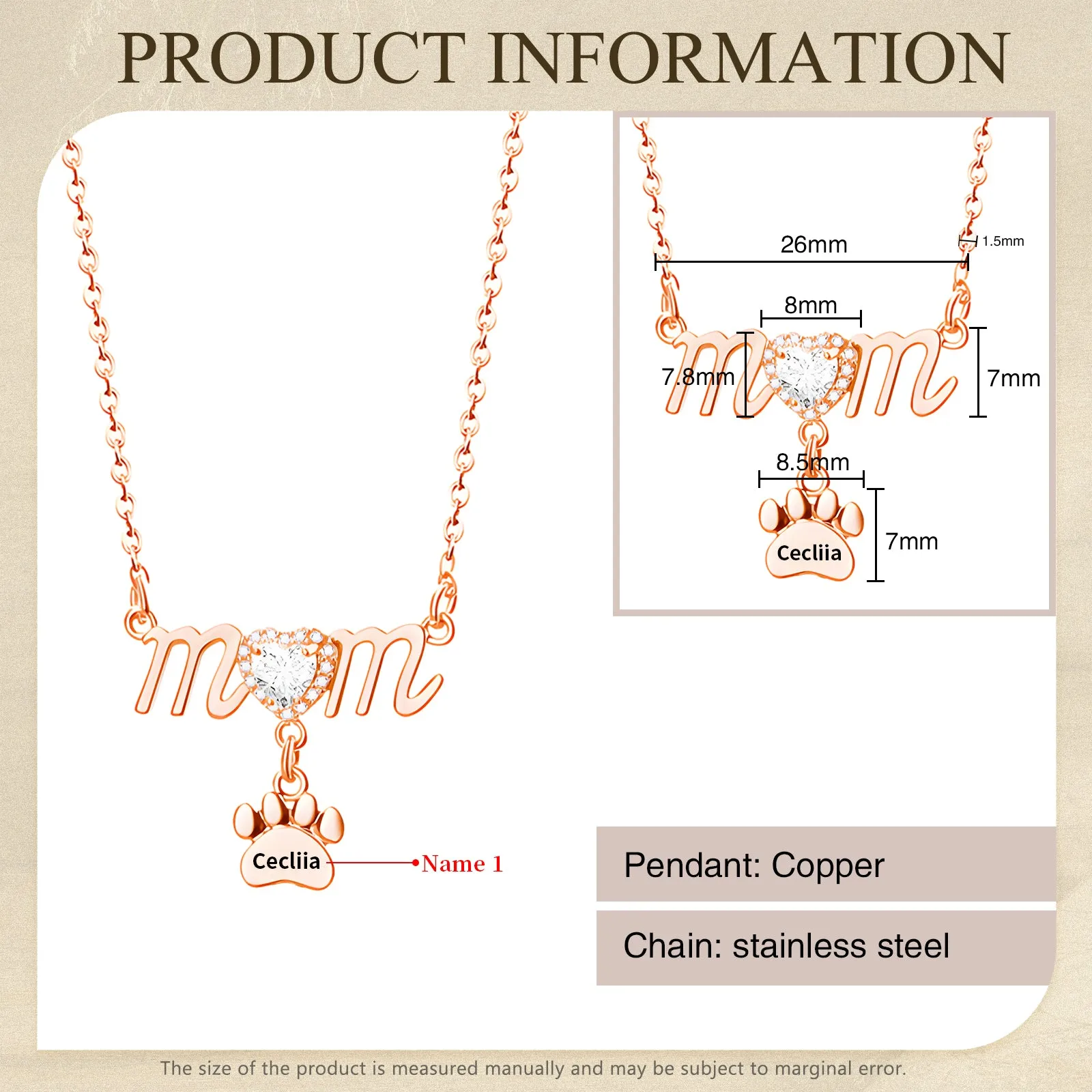 Mother's Day Paw Shape Necklace