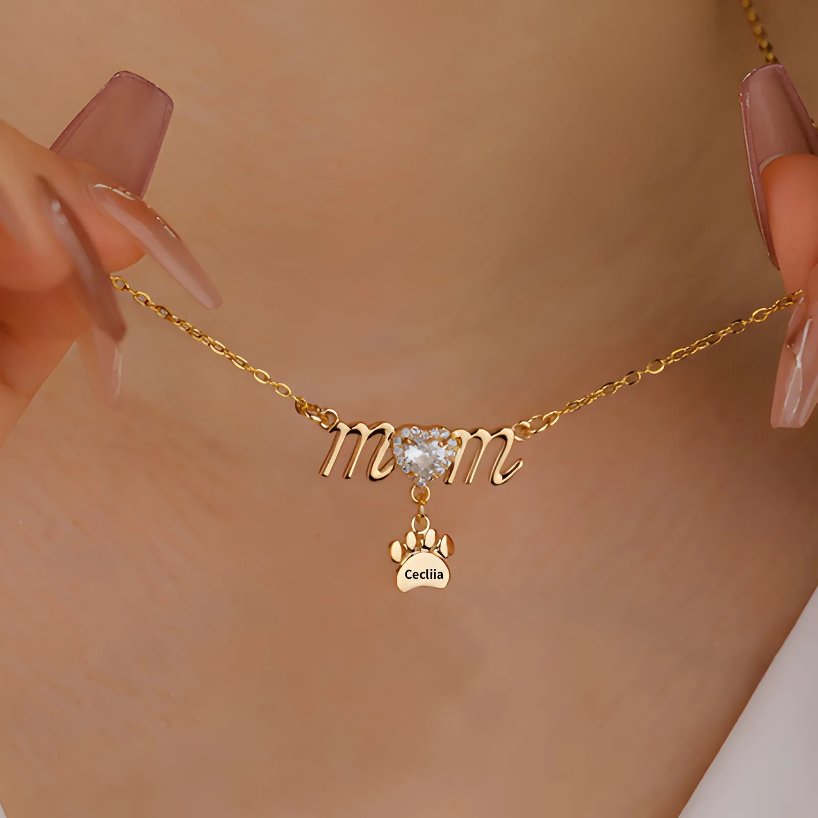 Mother's Day Paw Shape Necklace
