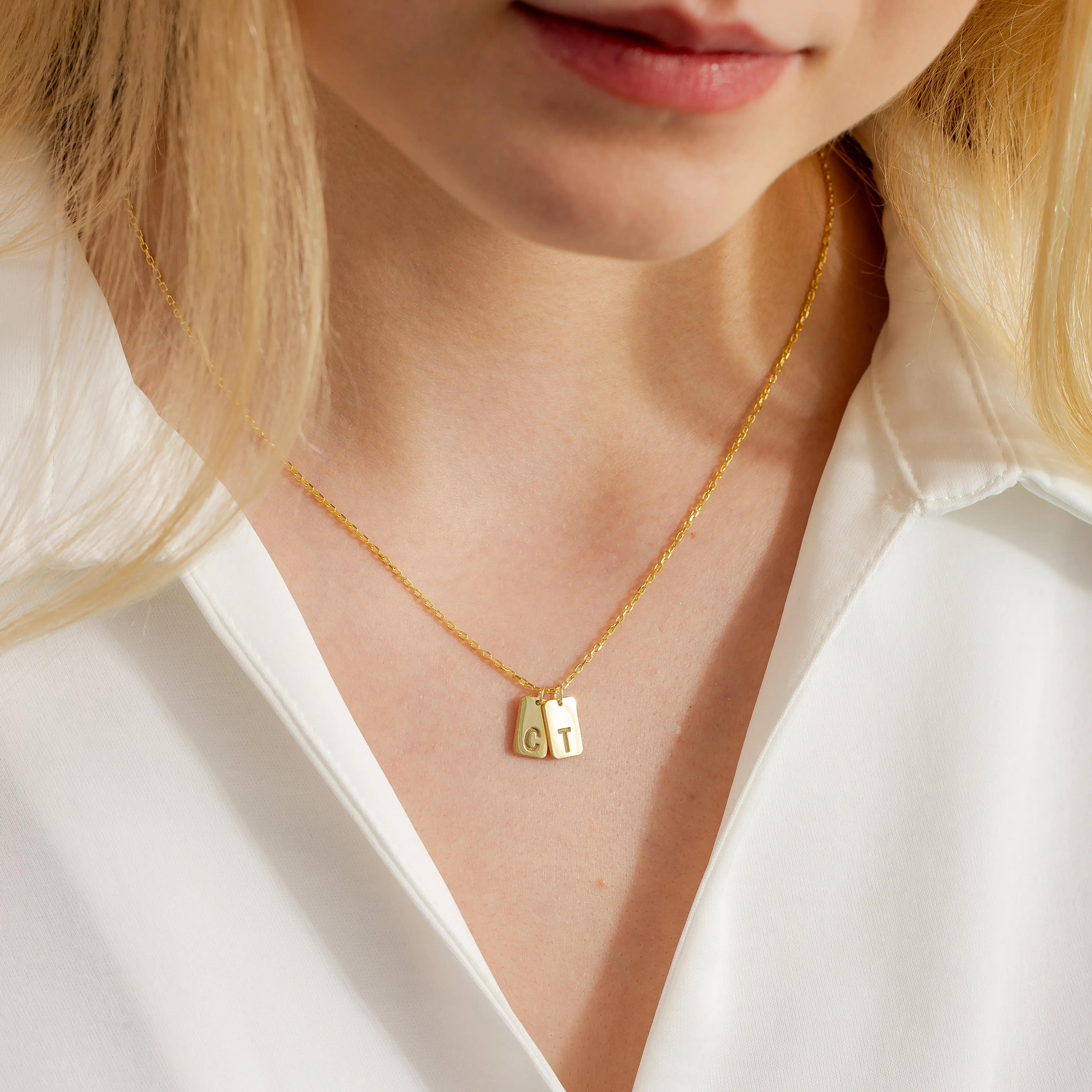 Personalized Initial Tag Pendant Necklace