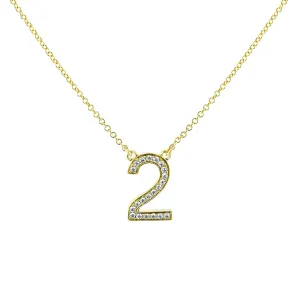 Personalized Number Pendant Necklace in 18k Gold with Diamonds