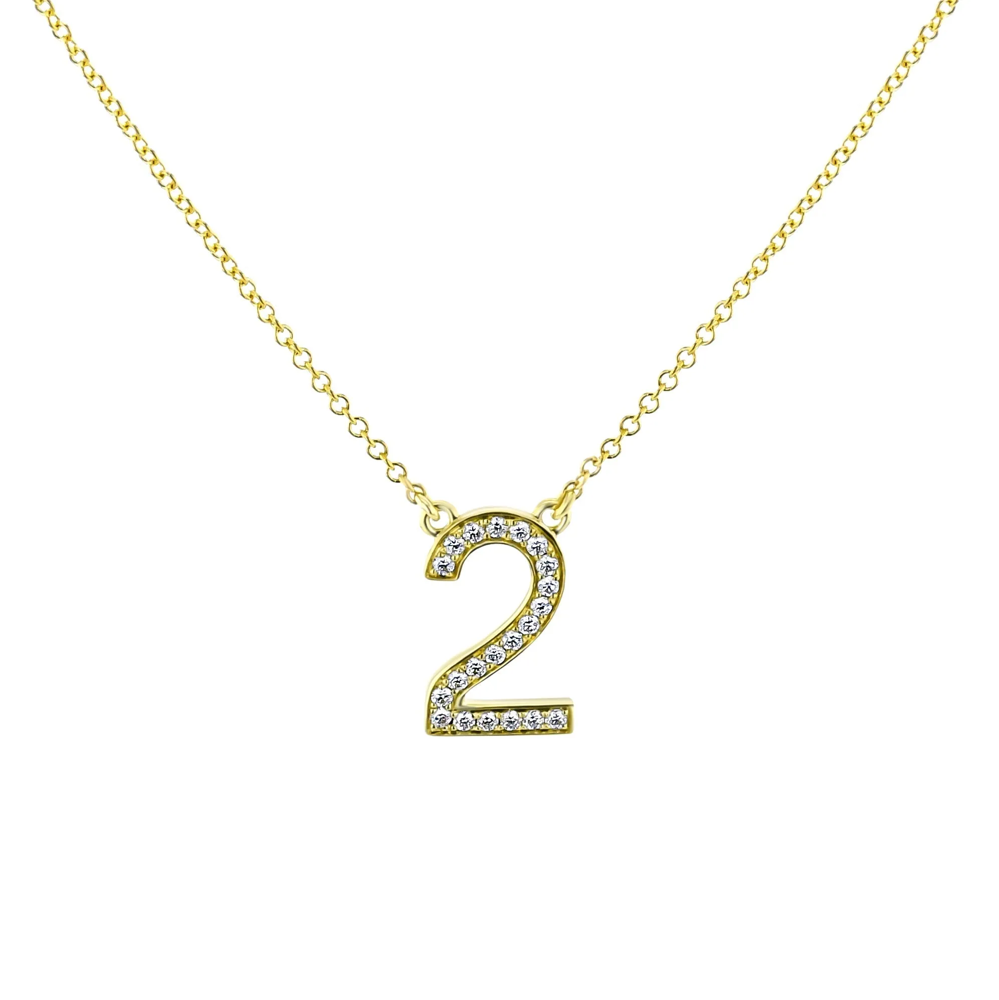 Personalized Number Pendant Necklace in 18k Gold with Diamonds
