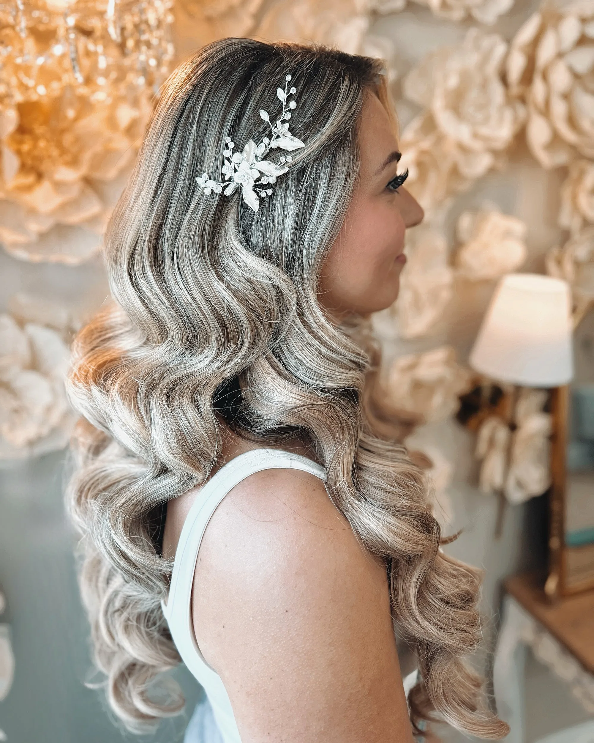 Petite Pearl & Floral Hair Clip