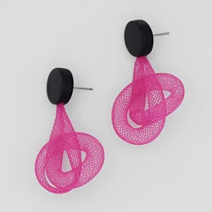 Pink Mesh Abstract Earrings