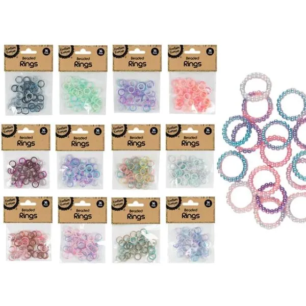 Plastic Craft Beaded Rings - 1.3cm