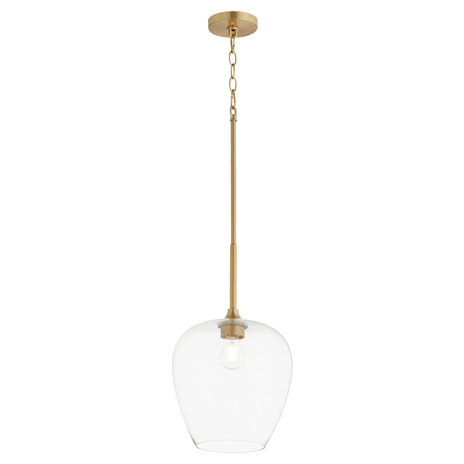 Quorum Veno 858-80 Pendant - Aged Brass Clear Glass Shade Traditional