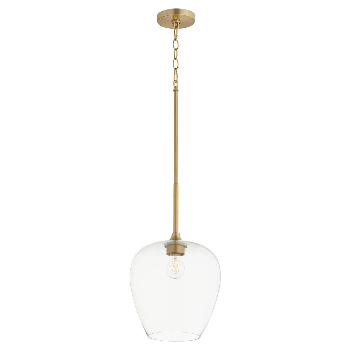 Quorum Veno 858-80 Pendant - Aged Brass Clear Glass Shade Traditional