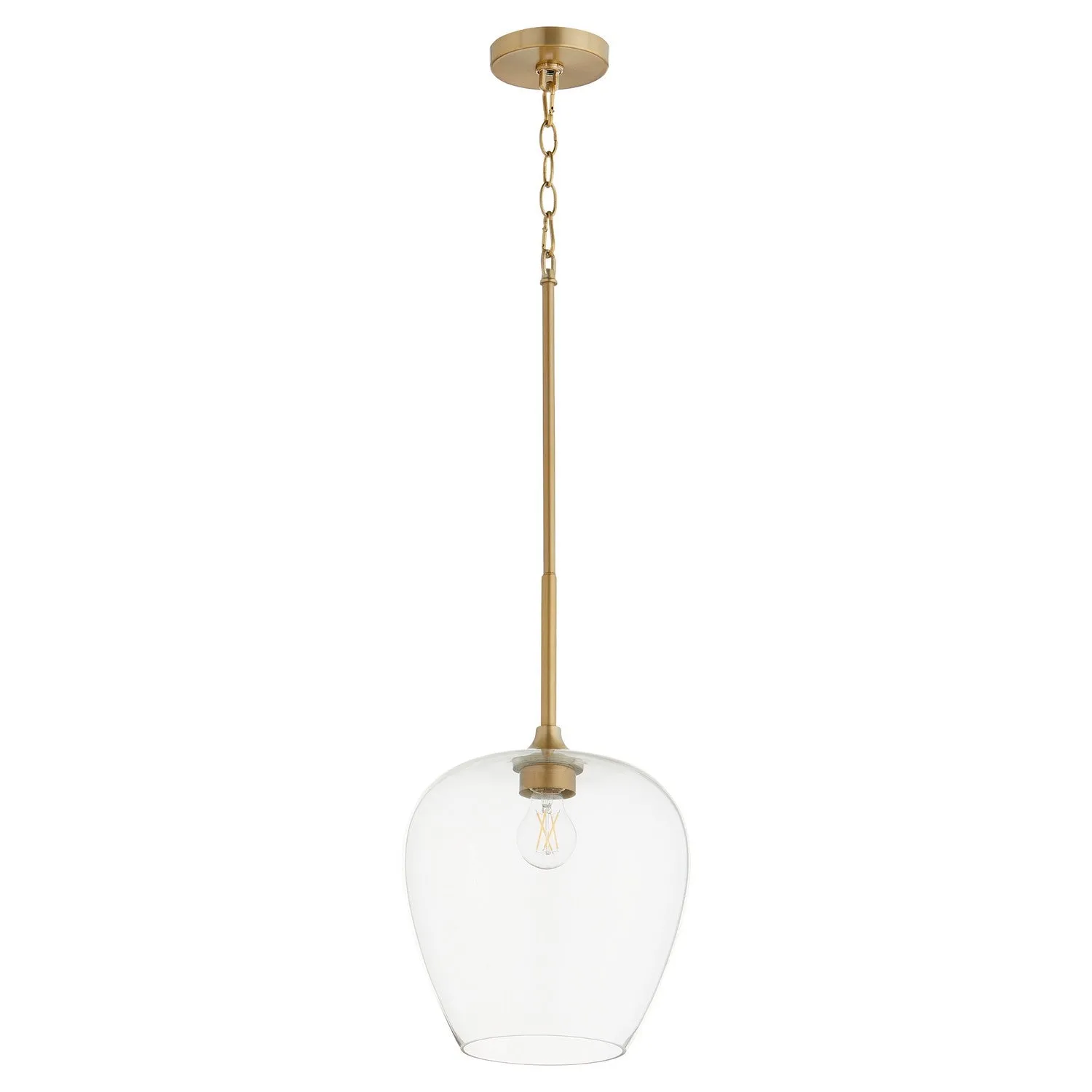 Quorum Veno 858-80 Pendant - Aged Brass Clear Glass Shade Traditional