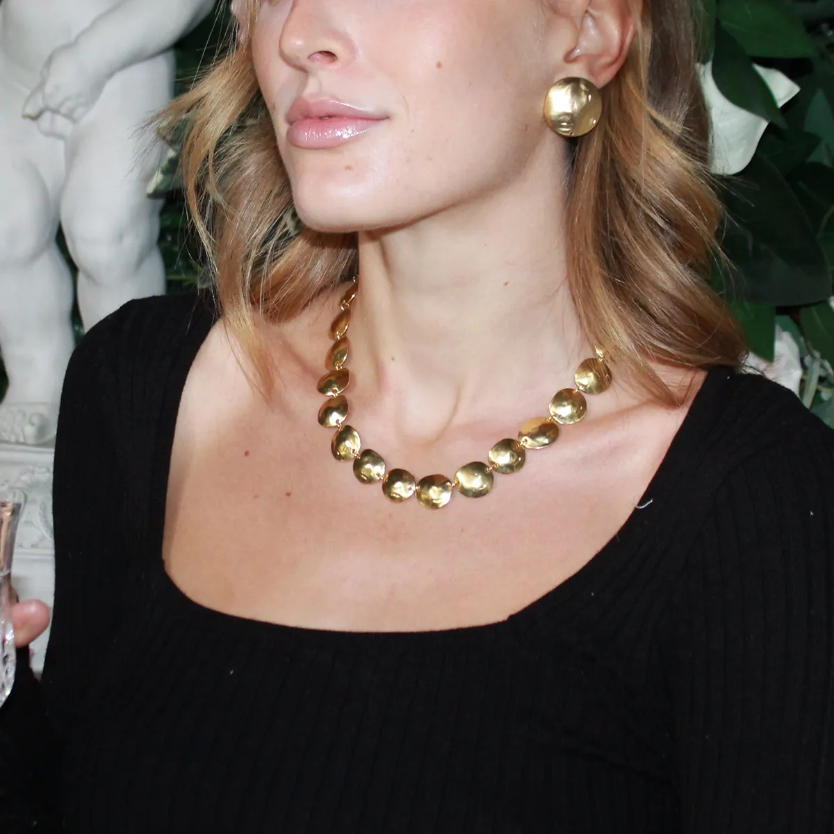 Shell Disc Clip Earrings