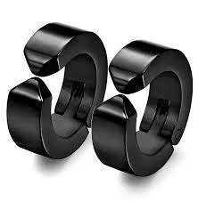 Silver-Plated Circular Hoop Earrings for Men