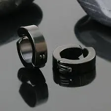 Silver-Plated Circular Hoop Earrings for Men