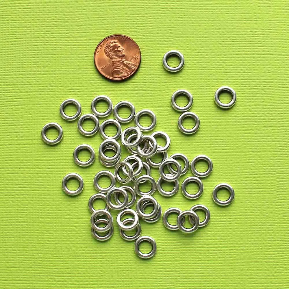 Silver Tone Jump Rings 6mm x 2mm - Closed 12 Gauge - 25 Rings - FD337