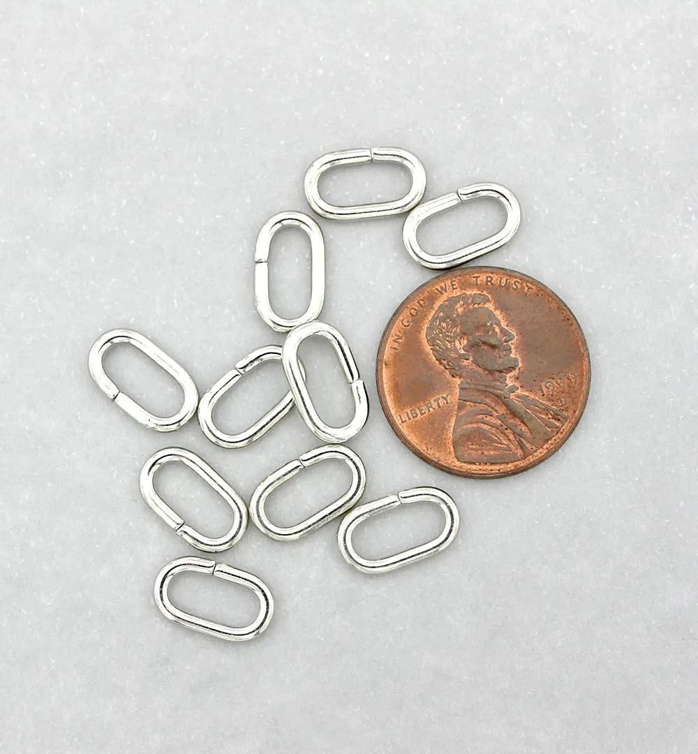 Silver Tone Oval Jump Rings 11mm x 6mm x 1.5mm - Open 15 Gauge - 50 Rings - J189