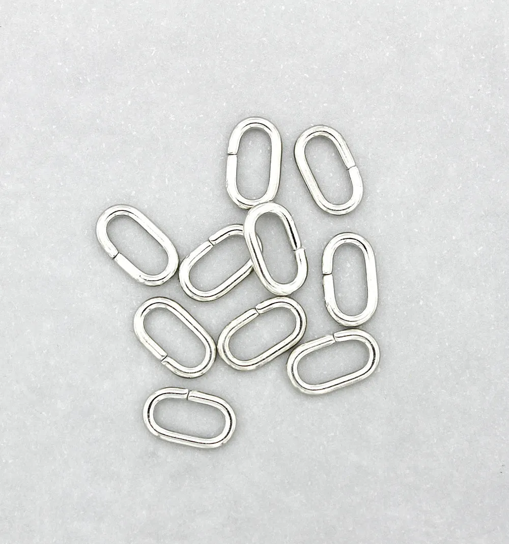 Silver Tone Oval Jump Rings 11mm x 6mm x 1.5mm - Open 15 Gauge - 50 Rings - J189