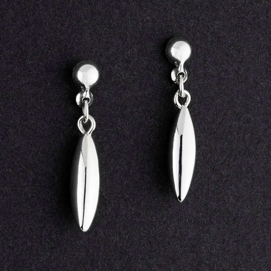 Small Elongated Sterling Silver Dangle Earrings
