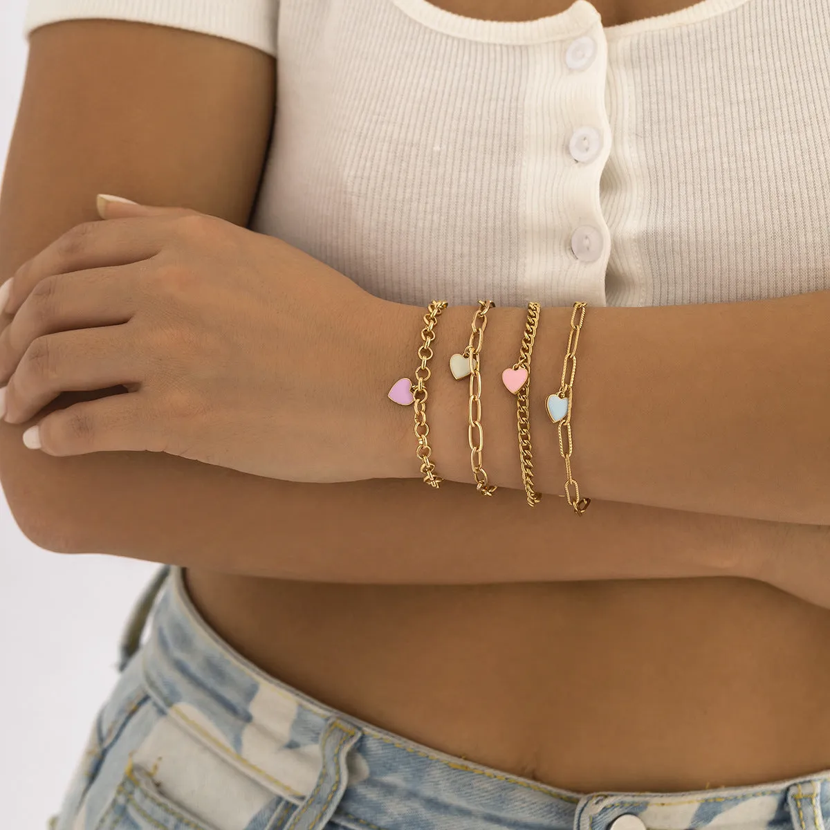 Stackable Geometric Cross Bracelet Set