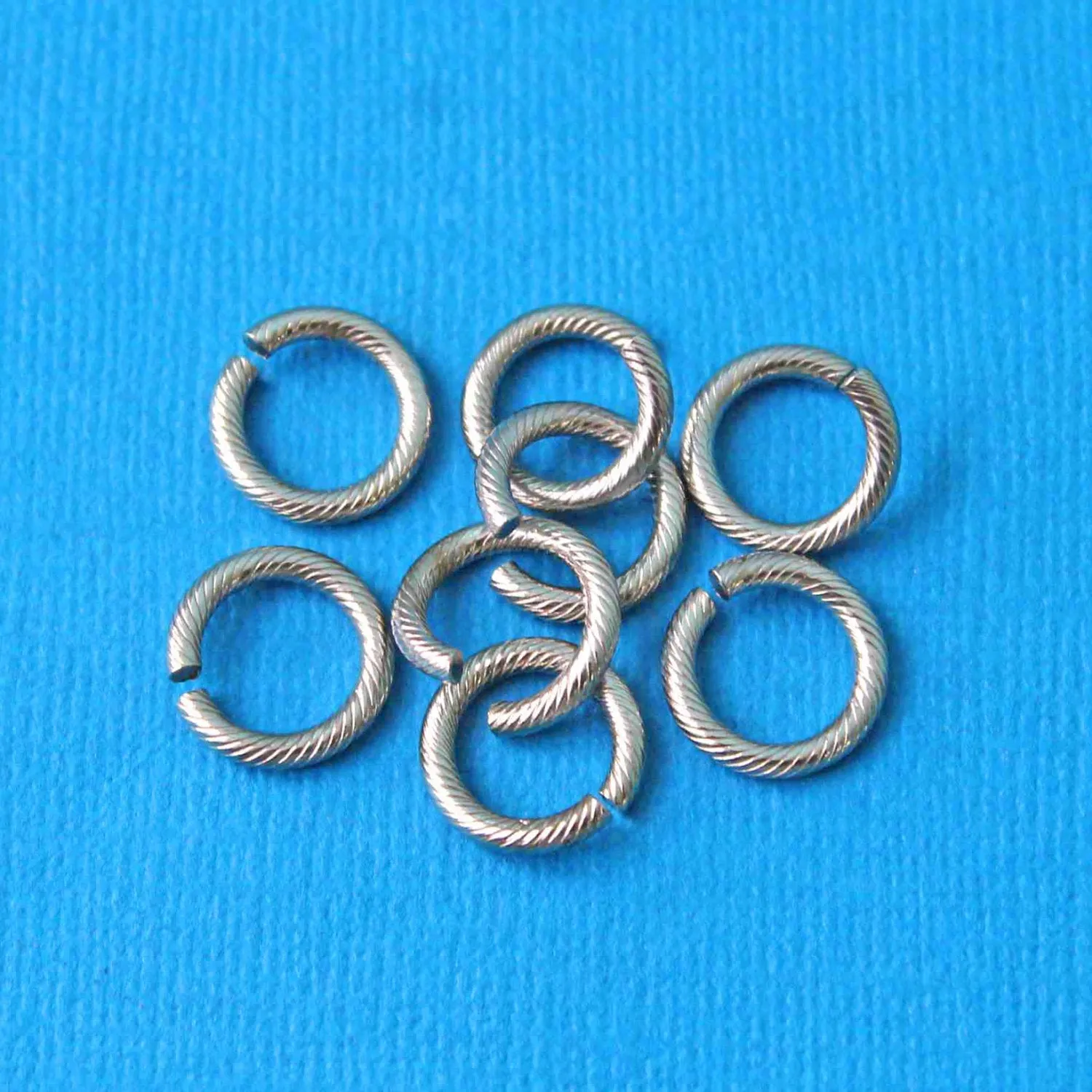 Stainless Steel Jump Rings 12.5mm x 2mm Braided Texture - Open 12 Gauge - 20 Rings - SS013
