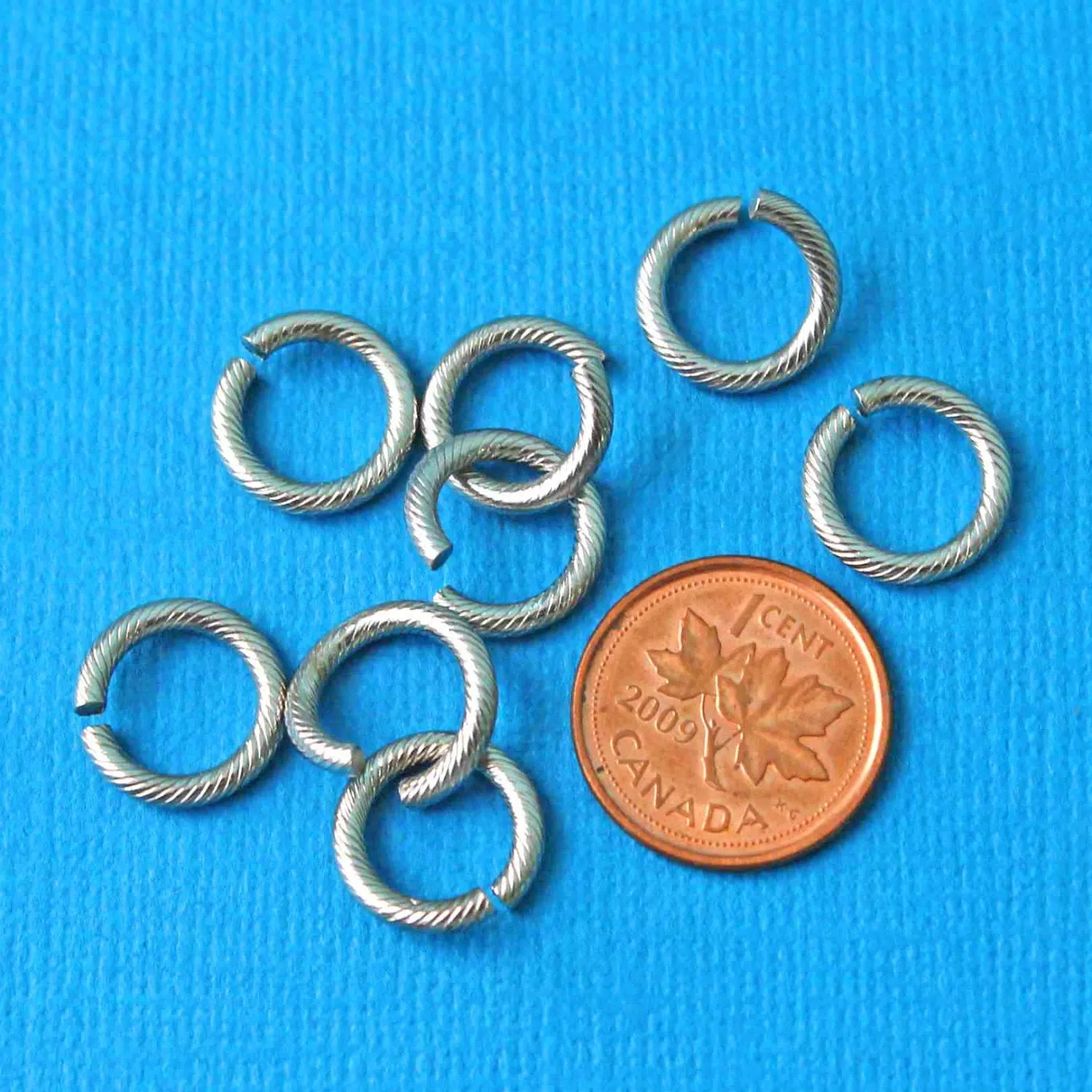 Stainless Steel Jump Rings 12.5mm x 2mm Braided Texture - Open 12 Gauge - 20 Rings - SS013