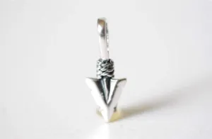 Sterling Silver Chevron Arrow Charm - 925 silver arrowhead charm, Sterling Silver Feather Tip Arrow Charm Pendant, Silver Triangle Chevron