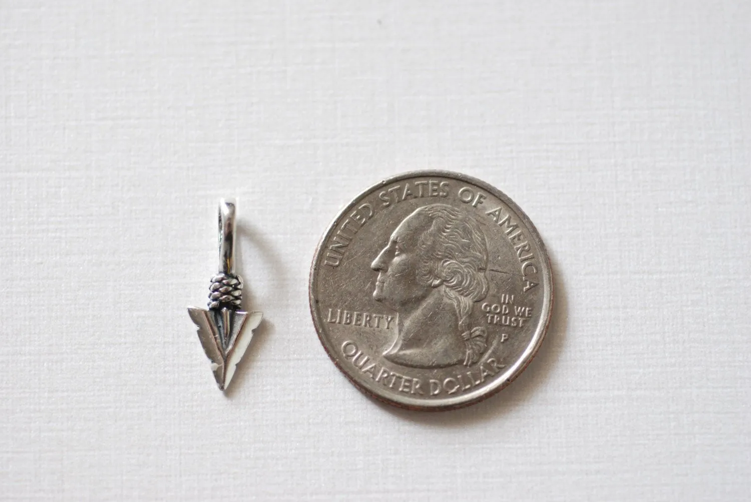 Sterling Silver Chevron Arrow Charm - 925 silver arrowhead charm, Sterling Silver Feather Tip Arrow Charm Pendant, Silver Triangle Chevron