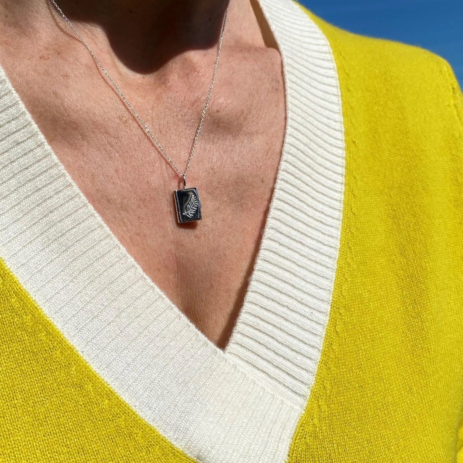 Sterling Silver Feather detail Book Locket