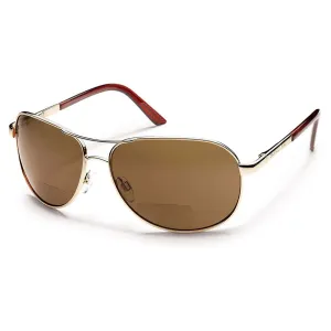 Suncloud Unisex Gold Frame Brown Polycarbonate Lens Polarized Reader Sunglasses - S-AVPPBRGD150