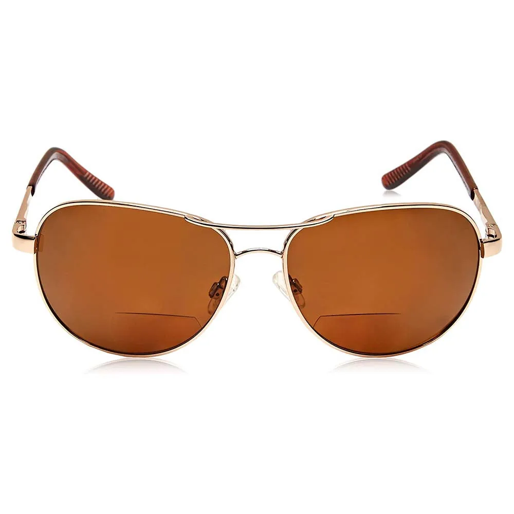 Suncloud Unisex Gold Frame Brown Polycarbonate Lens Polarized Reader Sunglasses - S-AVPPBRGD150