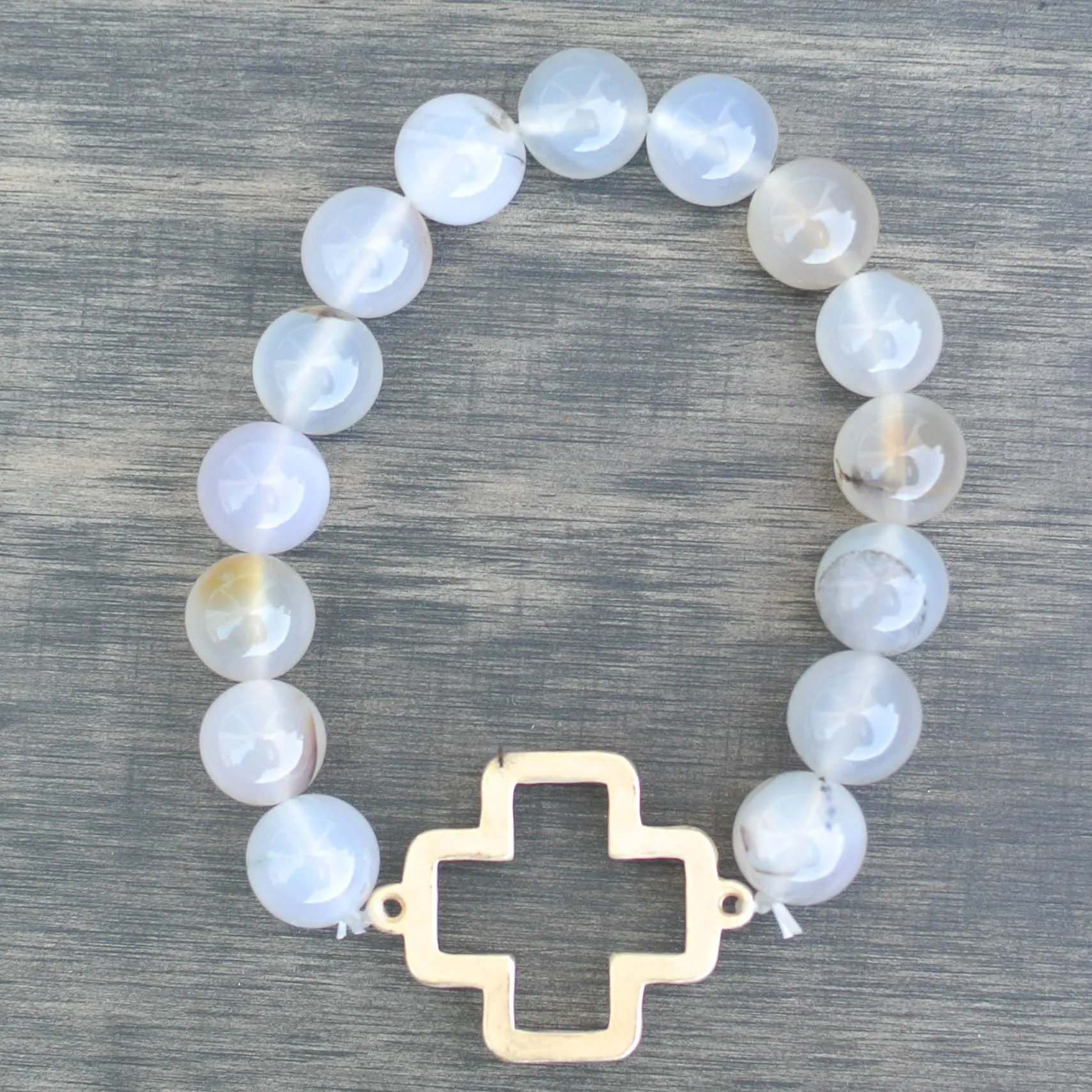 'Willow' Cross Choose Love Stone Bead Bracelet