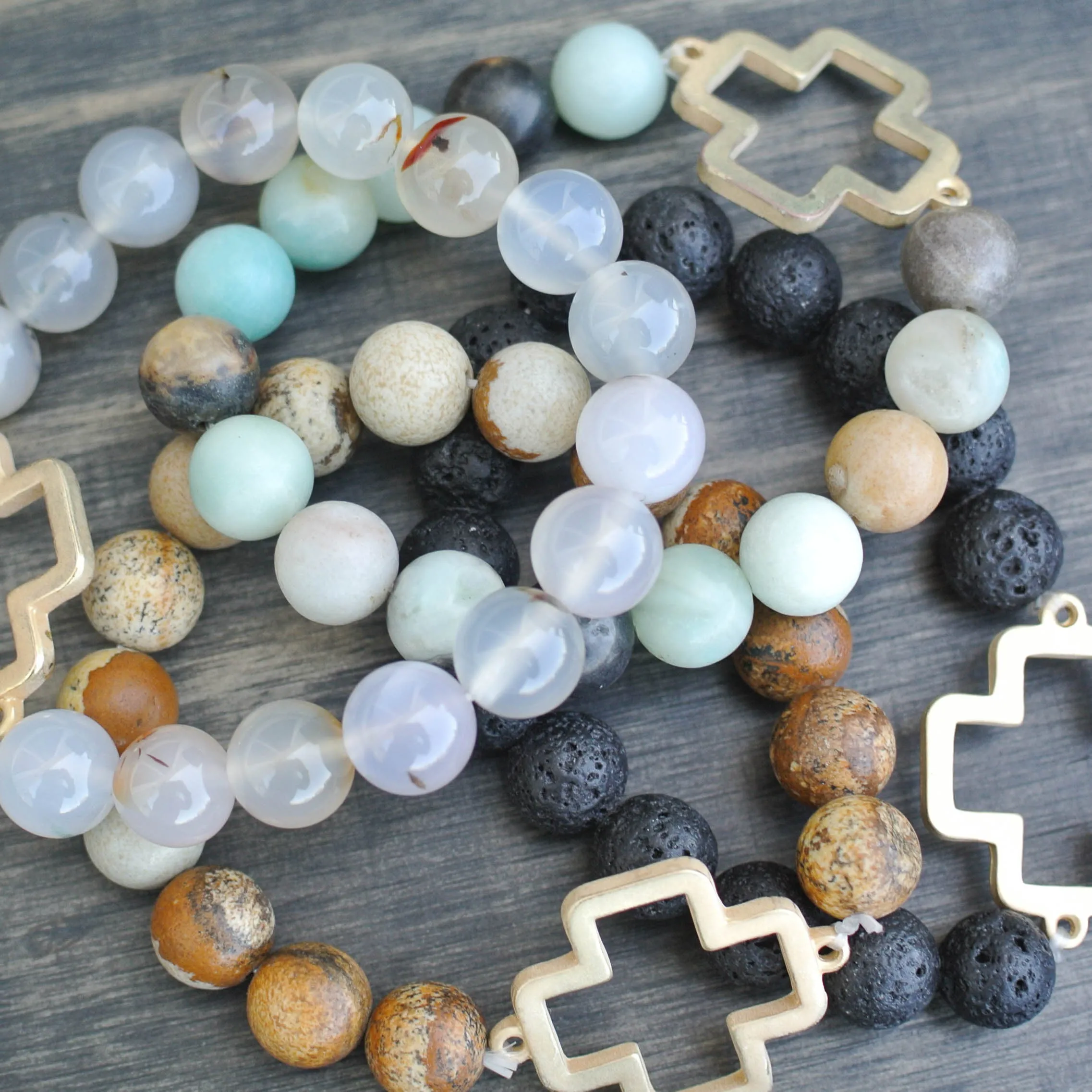'Willow' Cross Choose Love Stone Bead Bracelet