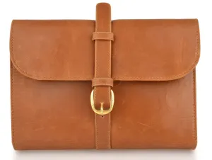 Woodland Leathers Tan Buckle Wash Bag
